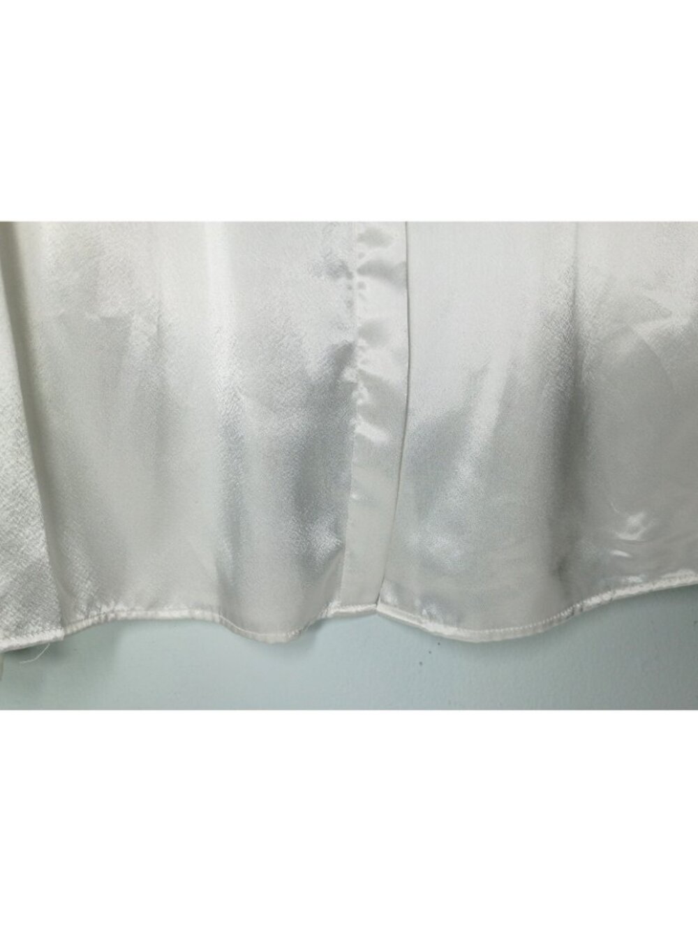 Vintage Tess Paris Milano Shiny Satin Pleated Tie Top 8 White Secretary Office - Picture 4 of 4